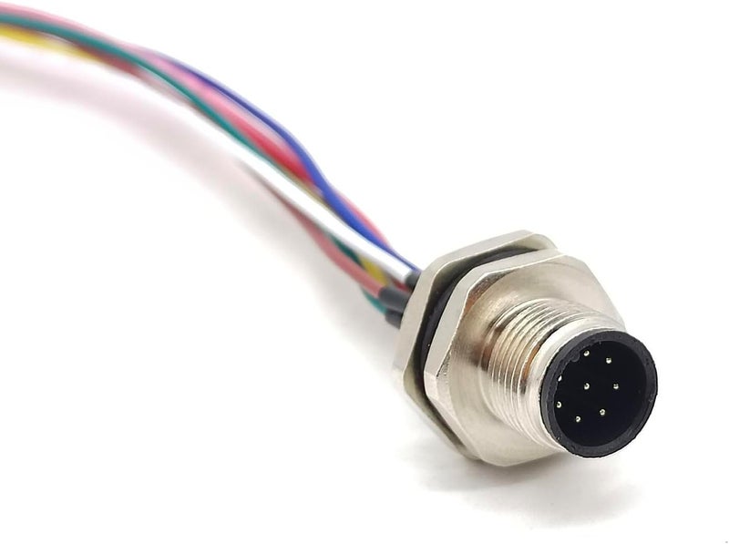 Elecbee M12 Connector Socket Mount M16 x 1.5 Individual Wires 0.5M Shiled (A Code 8 Pin Male Back Mount) - Image 4